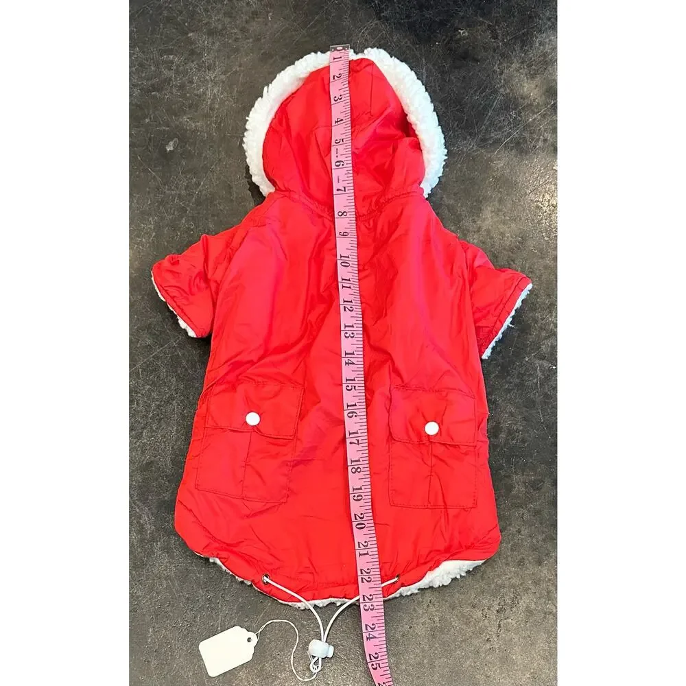 New Insulated Hoodie Dog Coat Size XL Red for Medium Size Dog, Raincoat